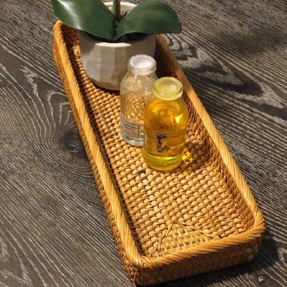 Woven Rattan Tray - Natural Brown